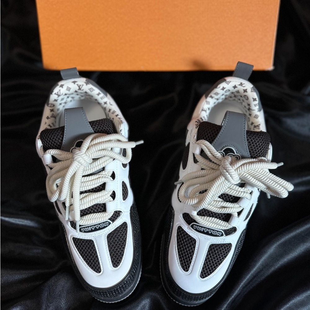 The LV Skate sneaker is revisited this season in a mix of materials